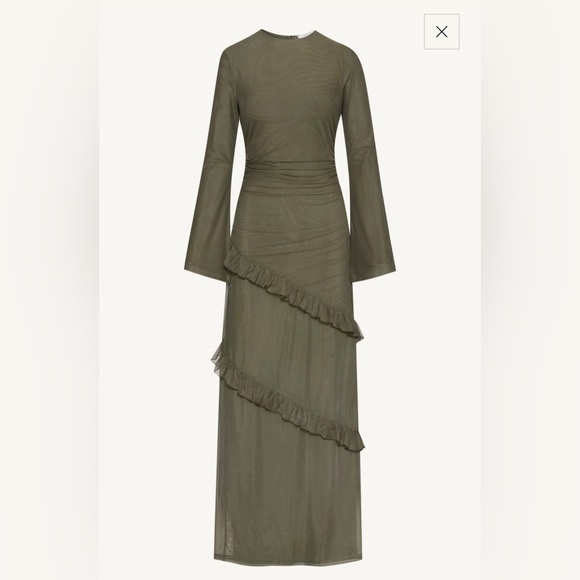 Sabrina Waterfall Maxi Dress - Smokey Olive from Veiled Collection - Picture 2 of 5